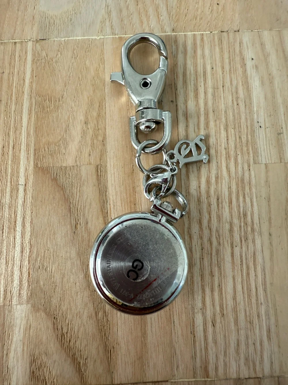 Unbranded silver tone Keychain or bag clip watch NEW BATTERY